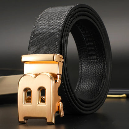 2025 High Quality Men's Belt Designer Genuine Leather Belts Male Metal Automatic Buckle Casual Fashionable Belt for men Jeans