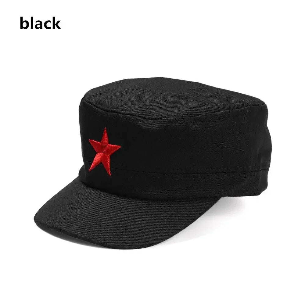 Unisex Cotton Men Cap Spring Summer Beach Outdoor Street Street Cool Church Sunhat Flat Top Hat With Red Star Dropshipping