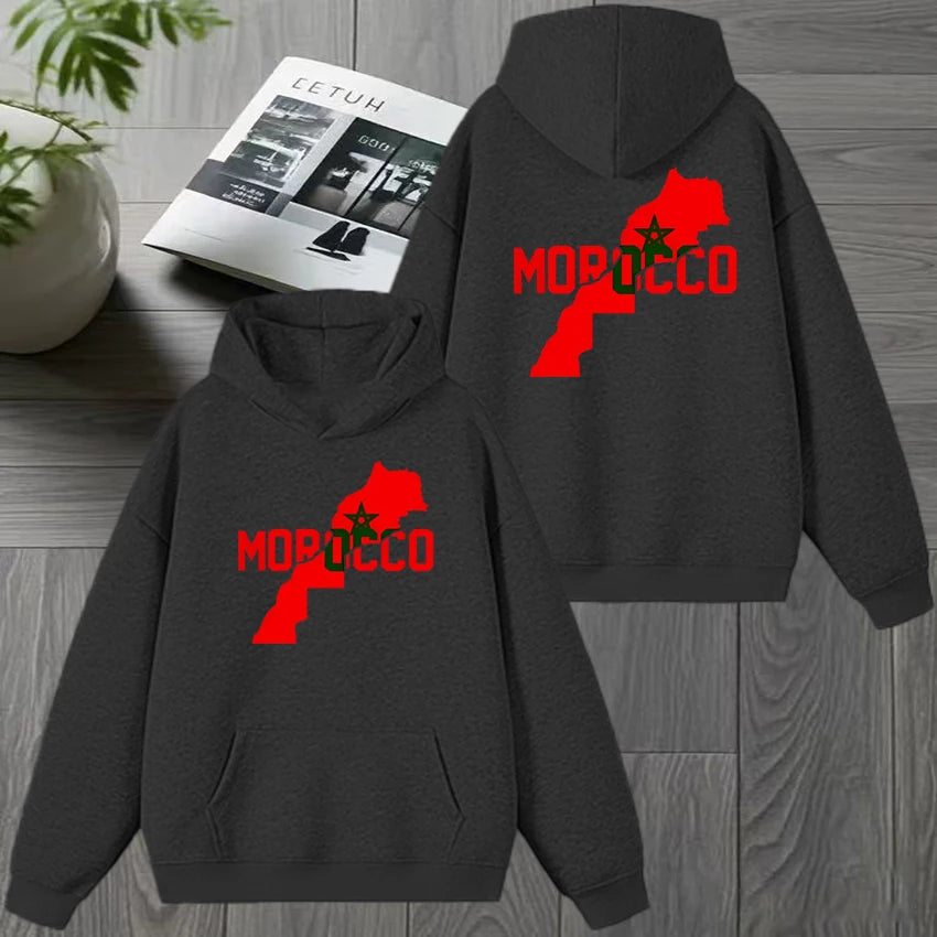 Autumn Winter Morocco harajuku New in Double Sided print black Hoodie Men women Fleece Casual pullover Unisex fashion Sweatshirt