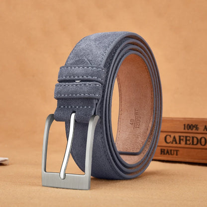 Sude Belts Cow Leather for Man And Lady Plaid Jeans Pin Buckle Luxury High Quality Classic Genuine Leather Sude Belts Cow Leathe
