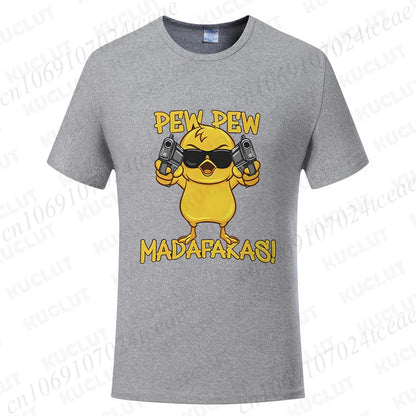 Pew Pew Madafakas Men's T-shirts Cute Chick Funny Graphic Tops Summer Short Sleeve Tees Trendy Streetwear Male Oversized Clothes