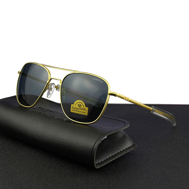 RE Sunglasses Men Top Quality Anti-Scratches American Army Military Mirror AGX Tempered Glass Lens Pilot Sun Glasses UV400