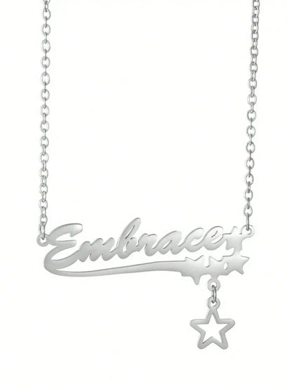  DOREMI Personalized Custom Necklace For Women Hollow Stars Pendant Customized Name Multiple Fonts To Choose For Gift Necklace