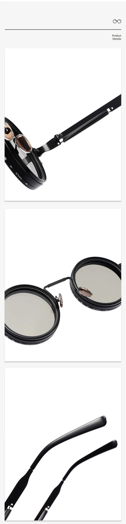 SHAUNA Retro Metal Round Punk ND9-level Adjustable Dimming Sunglasses Women Polarized UV400 Fashion Men Outdoor Sun Glasses