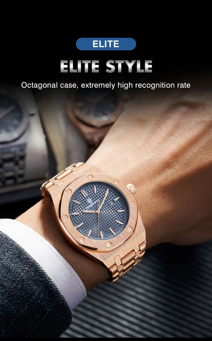 PAAZOMU Original Luxury Men's Watches Date Chronograph Stainless Steel Quartz Watch Waterproof Luminous Fashion Man Wristwatch