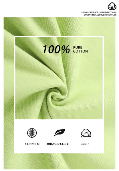 100% Cotton Solid Tshirts Men Woman Short Sleeve Fashion Brand Trend Casual Soft Clothing Tees Customized Products Summer Tops