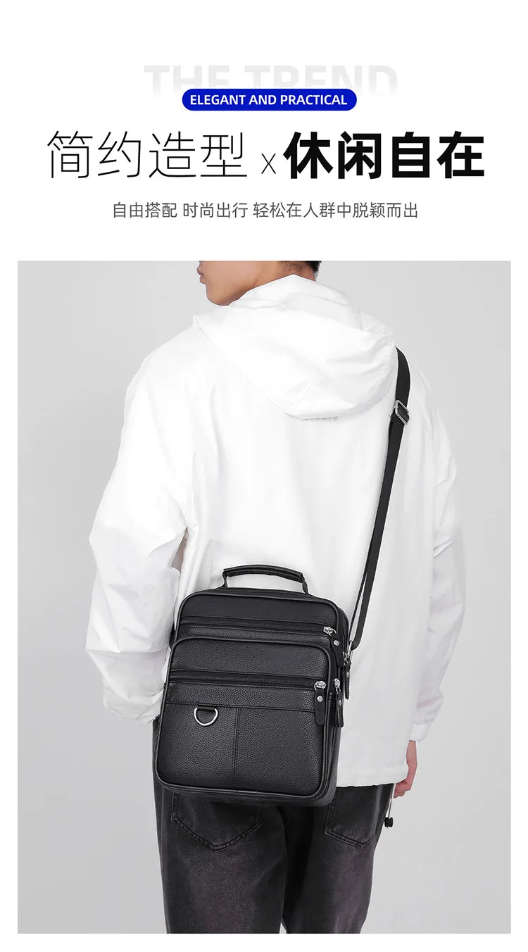 High quality genuine leather men's crossbody bag soft cowhide simple, casual, business style small shoulder bag for men Handbag