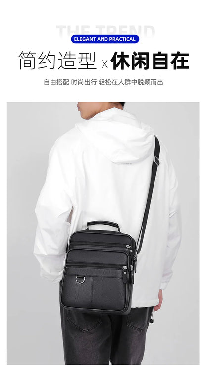High quality genuine leather men's crossbody bag soft cowhide simple, casual, business style small shoulder bag for men Handbag