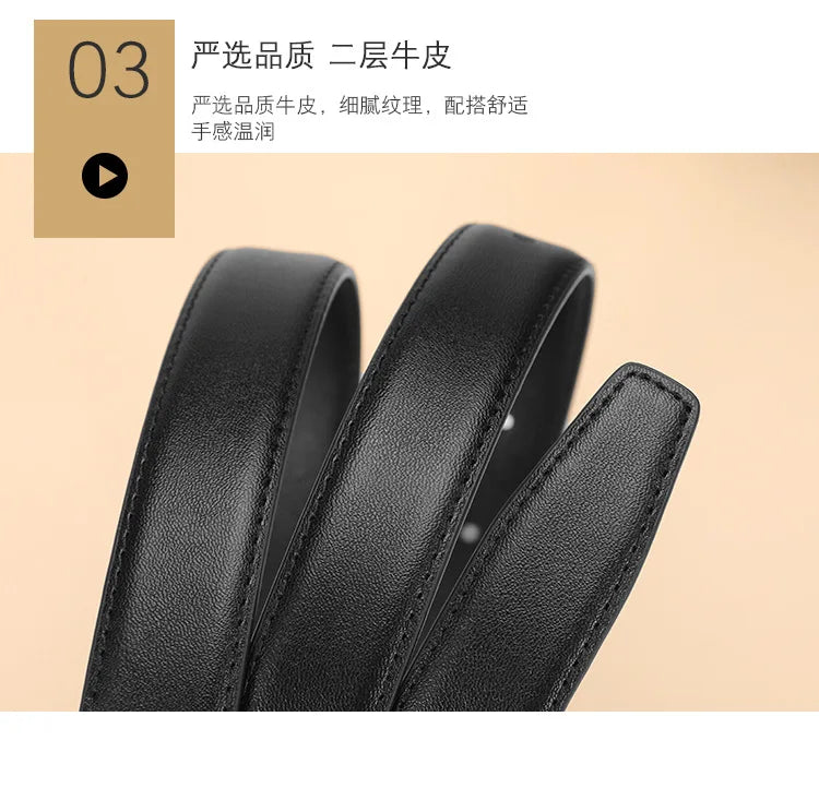 Genuine leather cowhide belt for women; versatile decorative waist belt with a sense of design; fashionable denim belt for ladie