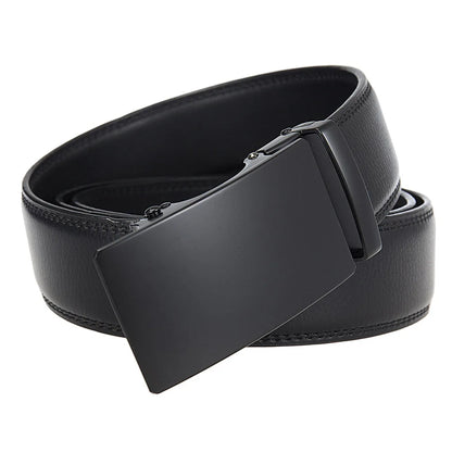 3.5cm High End Handsome Alloy Automatic Buckle Belt Men's Durability PU Leather Waistband Fashion Business Male Waist Straps