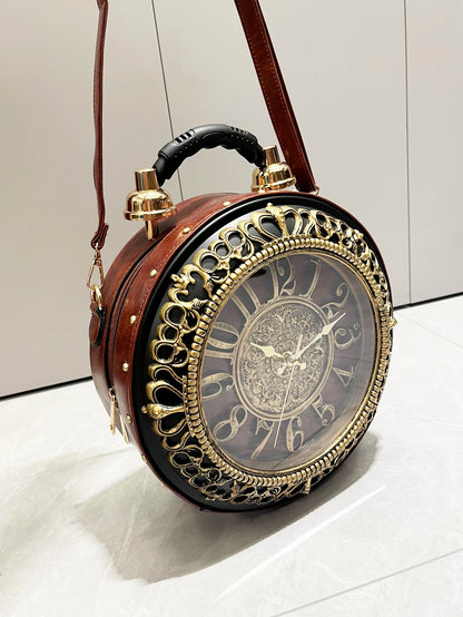 Luxury Designer Purses and Handbags Shoulder Bags funny clock-shaped bag funny Women's round bag pu leather Woman's bag