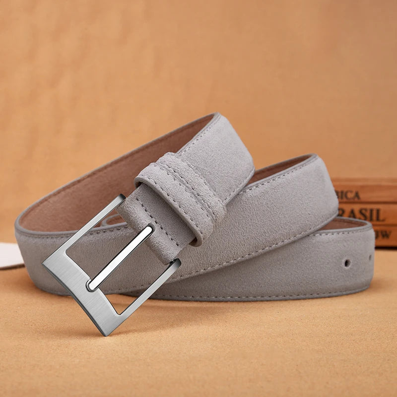 Sude Belts Cow Leather for Man And Lady Plaid Jeans Pin Buckle Luxury High Quality Classic Genuine Leather Sude Belts Cow Leathe