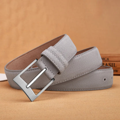 Sude Belts Cow Leather for Man And Lady Plaid Jeans Pin Buckle Luxury High Quality Classic Genuine Leather Sude Belts Cow Leathe