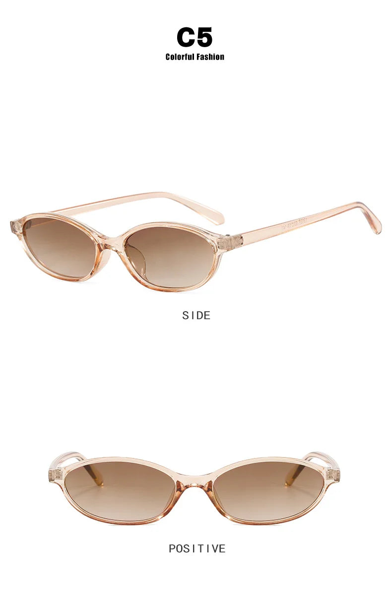 Cute Oval Small Frame Sunglasses Women New Retro Style Sexy brown Sun Glasses Ladies trendy Fashion Decorative Shades Eyeglass