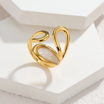 Freeteeme High-End Various Irregular Geometric Rings for Women Stainless Steel Shell-Set Open Rings Daily Versatile Accessories