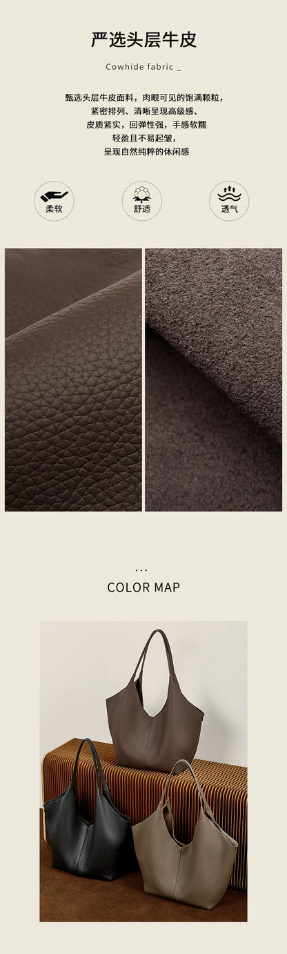 Hifashion Cow Genuine Leather Large Underarm Shoulder Bags For Women 2026 Luxury Designer Shopping Tote Office Ladies Handbags