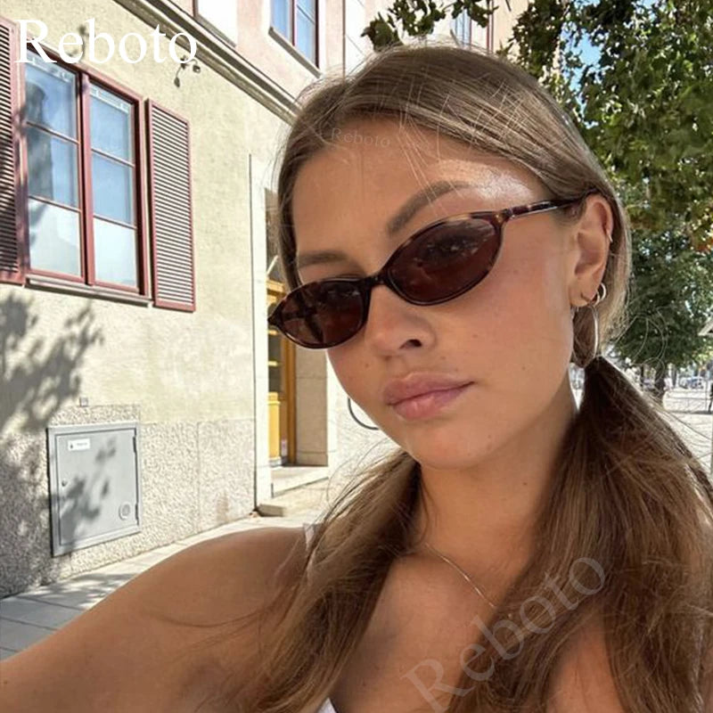 Cute Oval Small Frame Sunglasses Women New Retro Style Sexy brown Sun Glasses Ladies trendy Fashion Decorative Shades Eyeglass