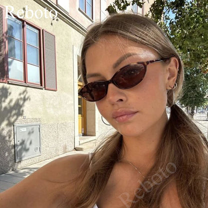 Cute Oval Small Frame Sunglasses Women New Retro Style Sexy brown Sun Glasses Ladies trendy Fashion Decorative Shades Eyeglass