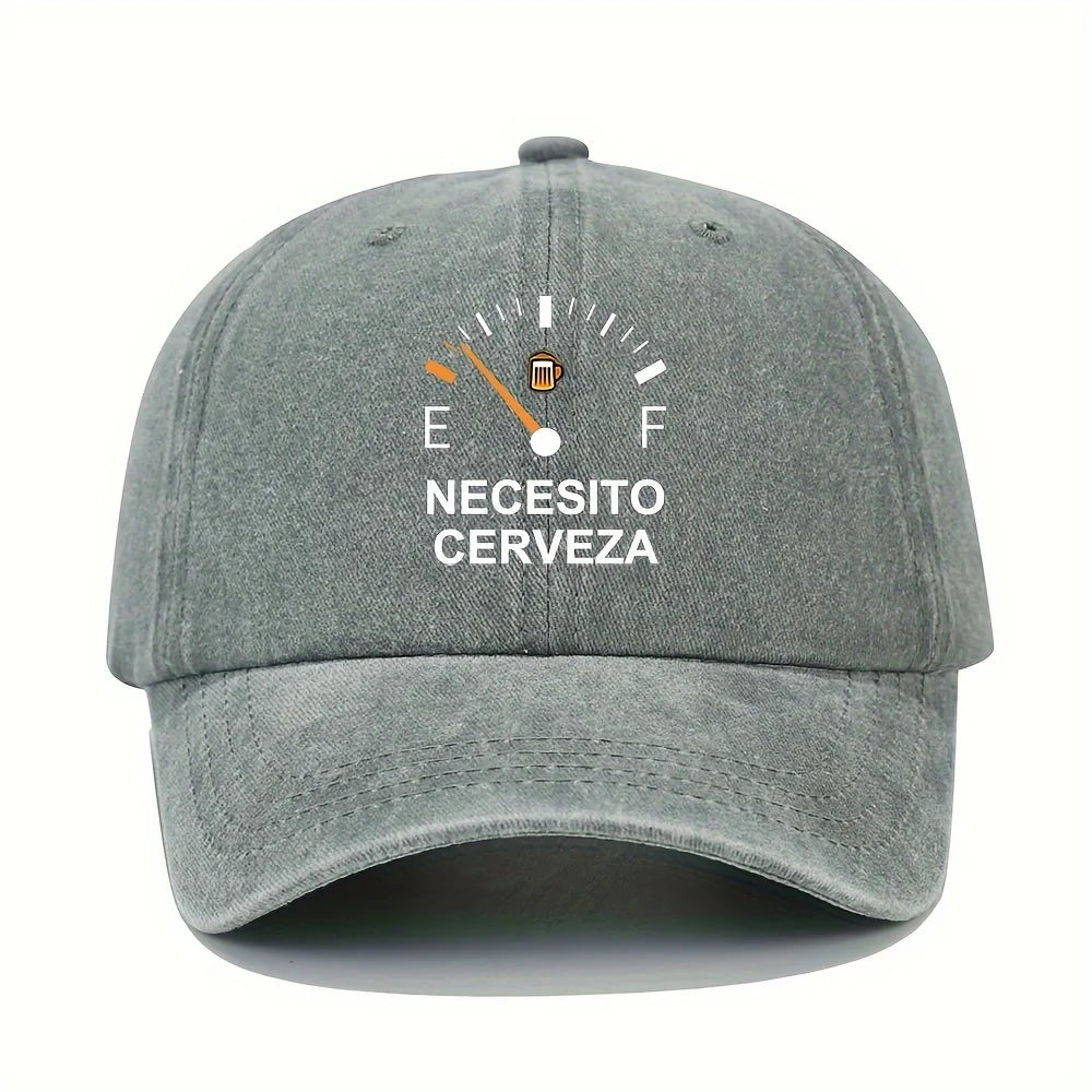NECESITO CERVEZA pattern printed vintage duckbill cap, fashionable retro curved brim baseball cap, casual outdoor sun hat