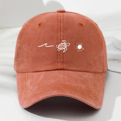 Turtle pattern printed baseball cap for daily casual style, men's and women's fashionable beach outdoor anti roll duckbill cap