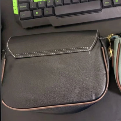 PU Leather Shoulder Bags For Women Fashion Flap Crossbody Messenger Bag Luxury Contrast Color Messenger Handbag Shopping Purse