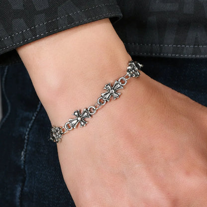 Gothic Cross Bracelet For Men Women Vintage Floral Pattern Hip Hop Rock European American Trends Party Birthday Holiday Gift