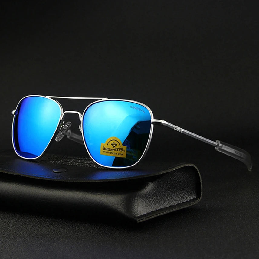RE Sunglasses Men Top Quality Anti-Scratches American Army Military Mirror AGX Tempered Glass Lens Pilot Sun Glasses UV400