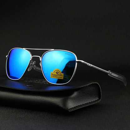 RE Sunglasses Men Top Quality Anti-Scratches American Army Military Mirror AGX Tempered Glass Lens Pilot Sun Glasses UV400