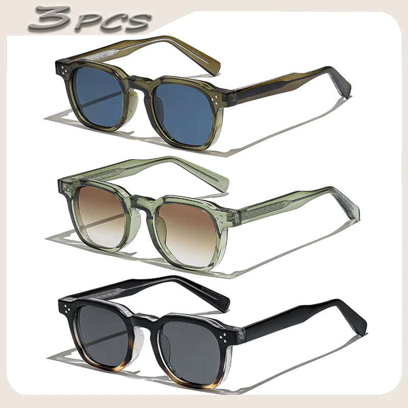1/2/3 Pcs Wholesale New Square Retro Sunglasses Men Fashion Punk Sun Glasses Women Travel Eyewear Lunette De Soleil Femme UV400