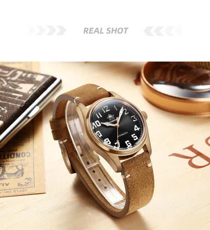 ADDIESDIVE 39mm Vintage CuSn8 Bronze Diver 200m Men's Watch Bubble mirror sapphire glass Automatic Mechanical Leather Strap