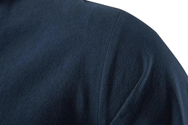 King Billion Men's Shirts Casual Men Cotton Linen Long Sleeve T-shirt Spring Autumn Vintage Shirt US Size Drawstring Neck