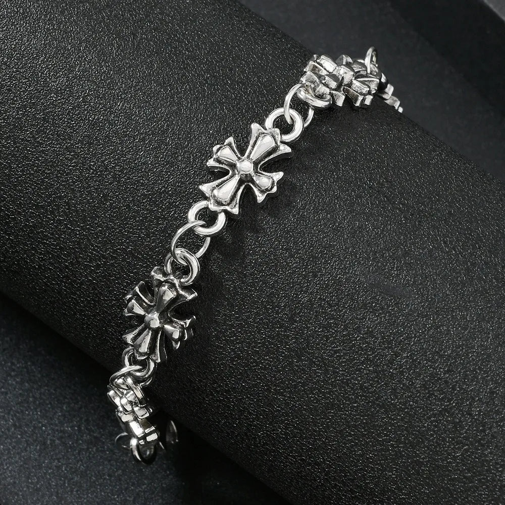 Gothic Cross Bracelet For Men Women Vintage Floral Pattern Hip Hop Rock European American Trends Party Birthday Holiday Gift