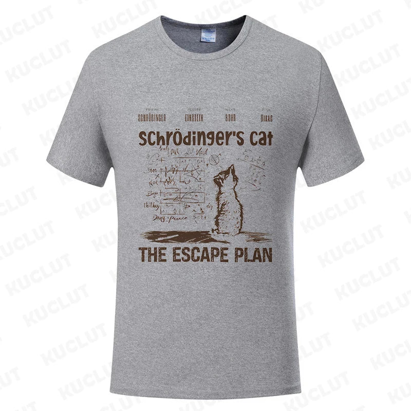 T Shirt for Men Clothing Fashion  Cat The Escape Plan Geeky Printed T Shirts Harajuku Short Sleeve Tee Casual Men's Clothing