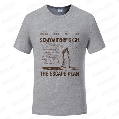 T Shirt for Men Clothing Fashion  Cat The Escape Plan Geeky Printed T Shirts Harajuku Short Sleeve Tee Casual Men's Clothing