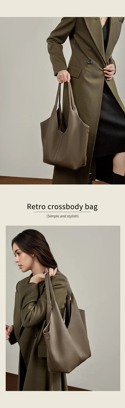 Hifashion Cow Genuine Leather Large Underarm Shoulder Bags For Women 2026 Luxury Designer Shopping Tote Office Ladies Handbags