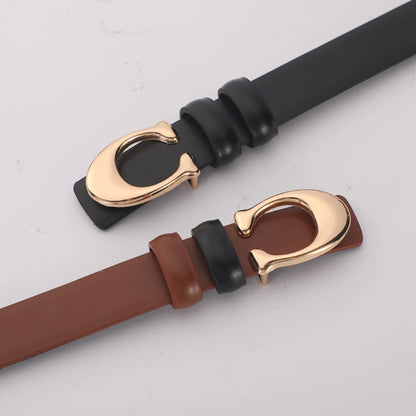 Fashionable C-shaped Smooth Buckle Durable Belt Simple Soft Women's Double-sided Belt With Casual Pants Clothing Accessories