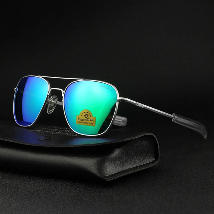RE Sunglasses Men Top Quality Anti-Scratches American Army Military Mirror AGX Tempered Glass Lens Pilot Sun Glasses UV400