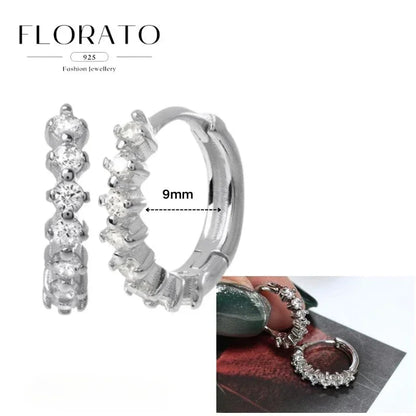 Women Pure Silver Series 925 Sterling Silver Ear Needle Geometric/Butterfly Flowers Pendant hoop Earrings Crystal Zircon Jewelry