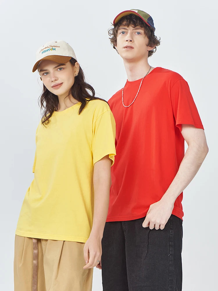 100% Cotton Solid Tshirts Men Woman Short Sleeve Fashion Brand Trend Casual Soft Clothing Tees Customized Products Summer Tops