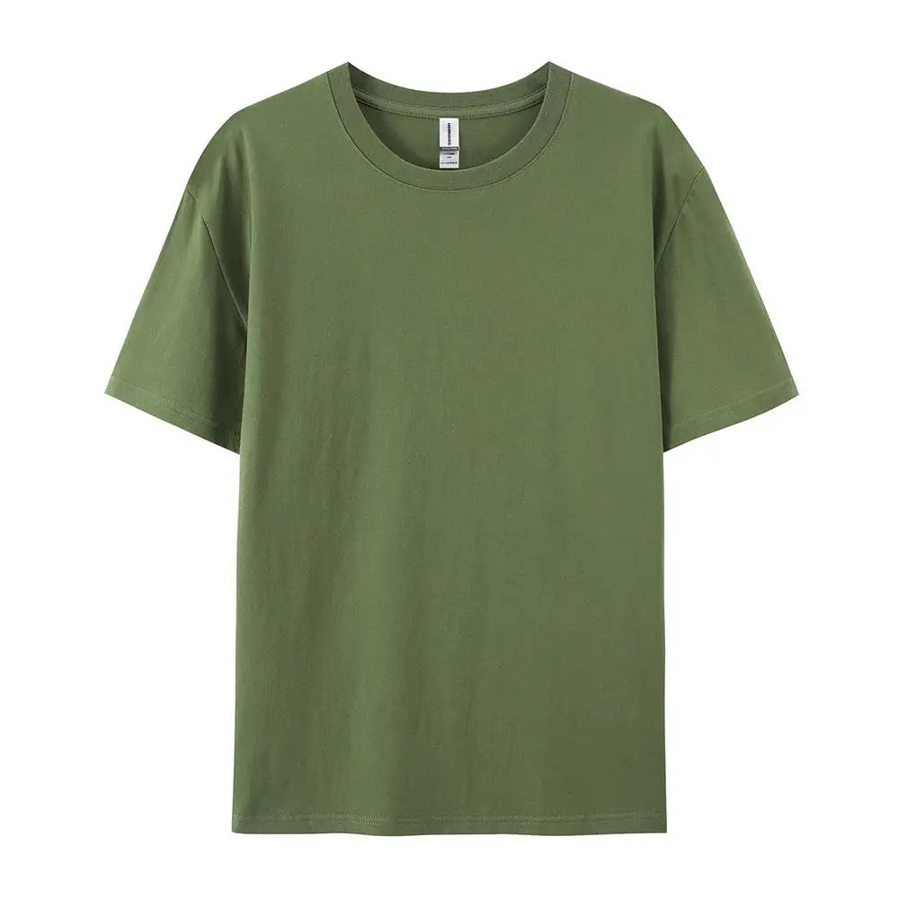 100% Cotton Solid Tshirts Men Woman Short Sleeve Fashion Brand Trend Casual Soft Clothing Tees Customized Products Summer Tops