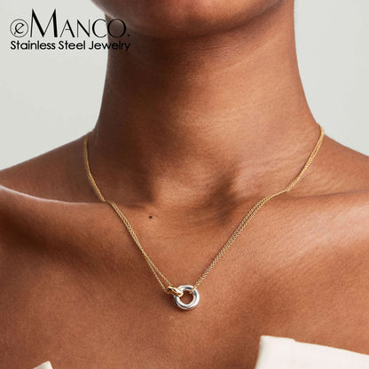 eManco Stainless Steel two-color pendant Necklaces For Women Chokers Trend Fashion Festival Party Gift Jewelry