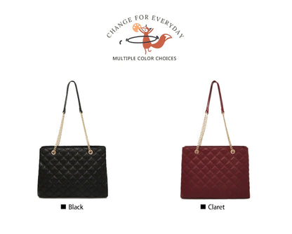 FOXER Women Fashion Quilted Shoulder Bag Female Classic Underarm Bag Vintage Lady Simple Tote Bags Chrismas Gift