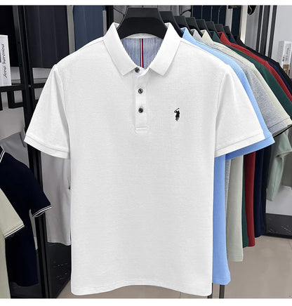 100% pure cotton high-end brand men's short sleeve polo shirt summer fashion original pony embroidery golf Paul  casual T-shirt