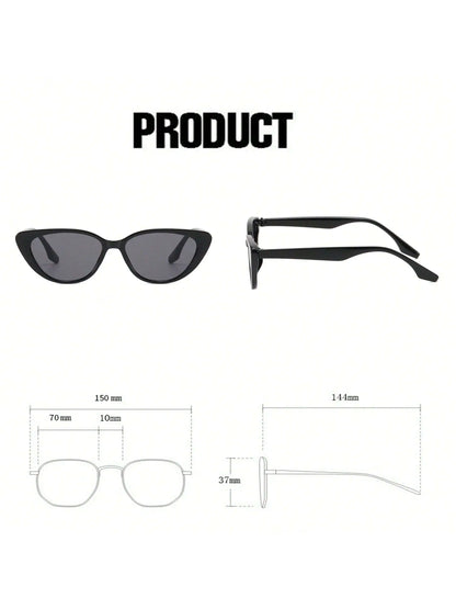 1pair Women’s Retro Narrow Cat Eye Sunglasses - Black Gradient UV Protection Face-Slimming Plastic Eyewear