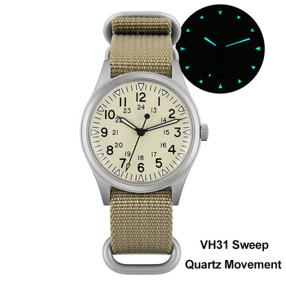 Militado ML07 Quartz Watches VH31/Miyota 2035 Movement Domed Sapphire Crystal Military Watch 100m Waterproof Luminous Mens Watch