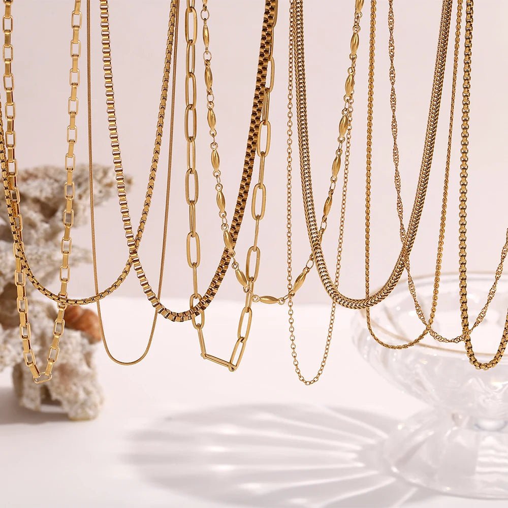 MamacitaSlay water wave chain snake chain Women's stainless steel necklace Bracelets Belly Chain Various styles Jewelry