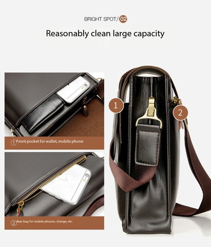 Luxury Kangaroo Brand Leather Messenger Bag Man Handbag Chest Crossbody Bag For Men Business Small Shoulder Bag Summer Male Bag