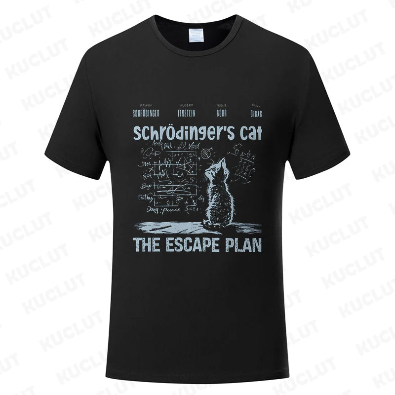 T Shirt for Men Clothing Fashion  Cat The Escape Plan Geeky Printed T Shirts Harajuku Short Sleeve Tee Casual Men's Clothing