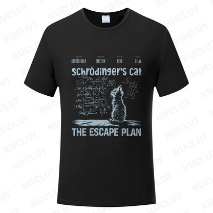 T Shirt for Men Clothing Fashion  Cat The Escape Plan Geeky Printed T Shirts Harajuku Short Sleeve Tee Casual Men's Clothing