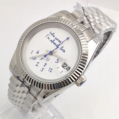 36mm/39mm NH35 Watch Who Cares im Already Late Watch High Quality Sapphire Crystal Glass Waterproof Case NH35 Movement Watch